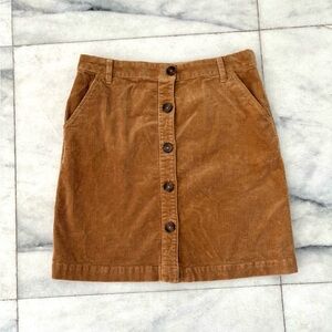 Brooks Brothers Brown Corduroy Button-Front Skirt